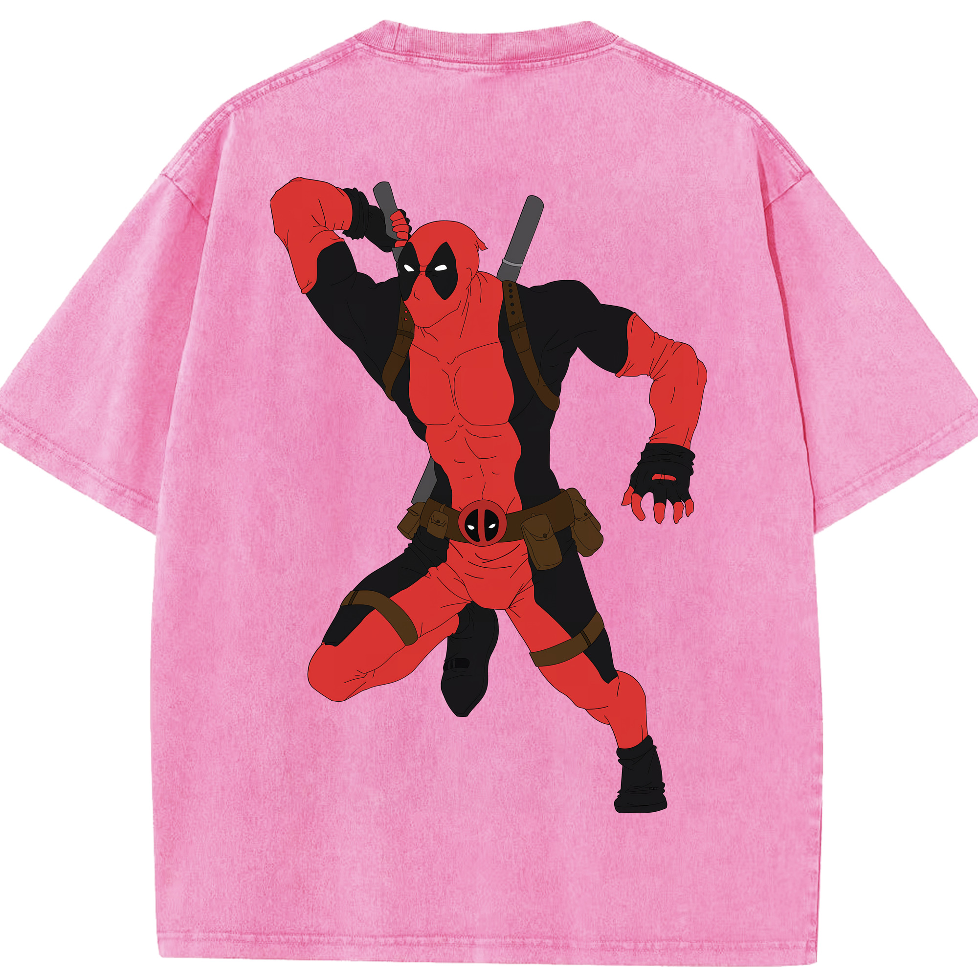 （画像用） Deadpool デッドプール 綿100% ヴィンテージ風 半袖Tシャツ（背面プリント）